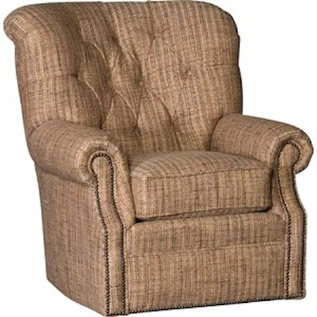 Transitional Swivel Chair with Button Tufting